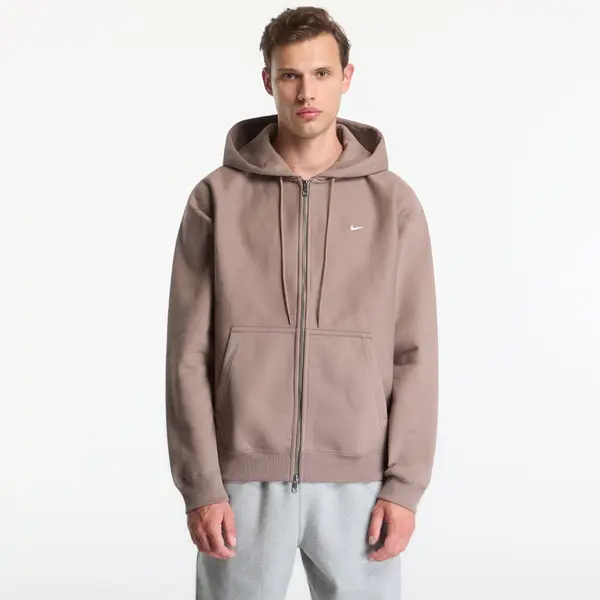 Nike Hoodica Nike Solo Swoosh Men's Full-Zip Fleece Hoodie Mink Brown/ Mink Brown/ White XL