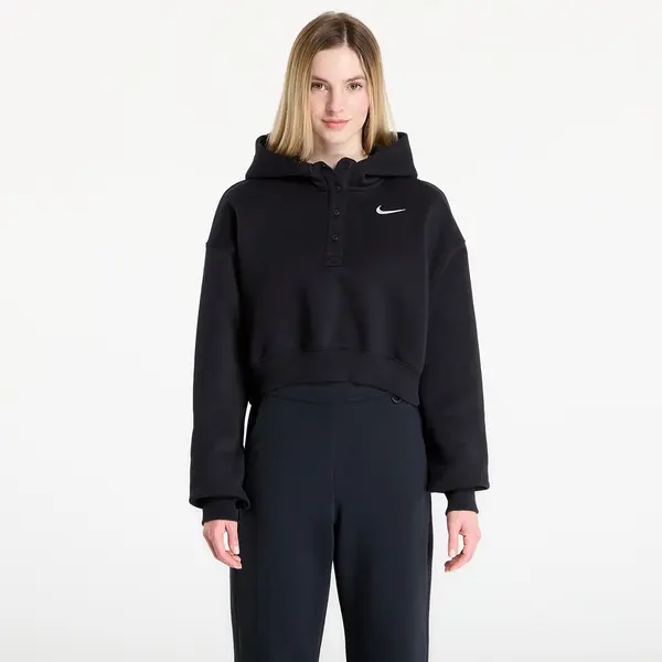 Nike Hoodica Nike Sportswear Phoenix Fleece Women's Oversized Cropped Henley Hoodie Black/ Sail XL