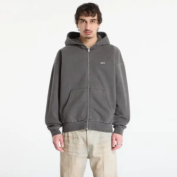 OBEY Clothing Hoodica OBEY Lowercase Pigment Zip Hood Pigment Digital Black S