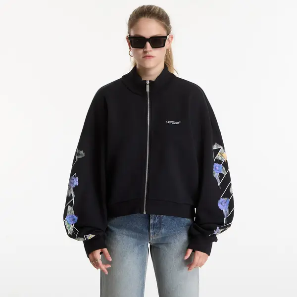 Off-White Hoodica Off-White Emb Arrow Out Flower Reg Zipup Black Balsam Green L