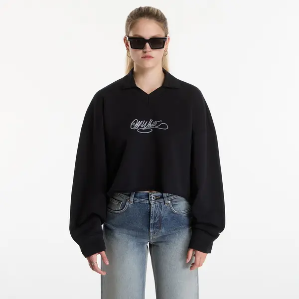 Off-White Hoodica Off-White Embr Script Crop Polo Crew Black-White M