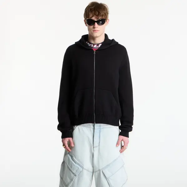 Palm Angels Hoodica Palm Angels Curved Logo Knit Hoodie UNISEX Black/ Off White L