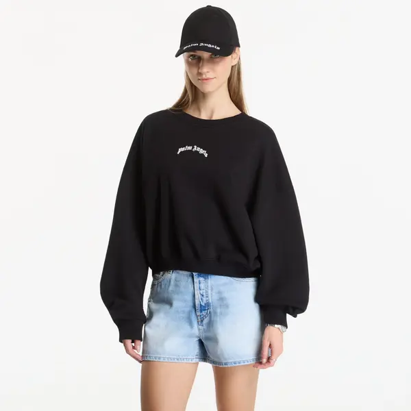Palm Angels Hoodica Palm Angels Curved Logo Loose Crop Crew Black/ Cream S