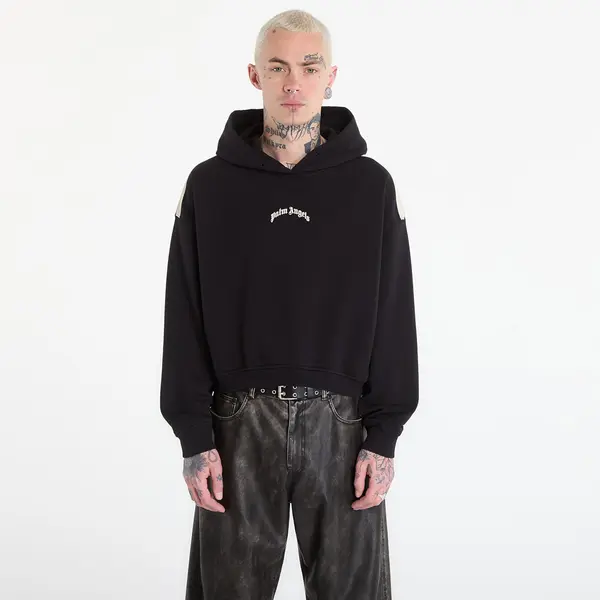 Palm Angels Hoodica Palm Angels Curved Logo Loose Crop Hoodie Black/ Tofu L