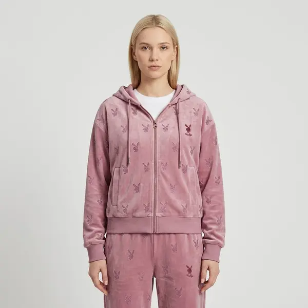 FTSHP Hoodica Playboy x FTSHP Girls Velvet Hoodie Pink XS