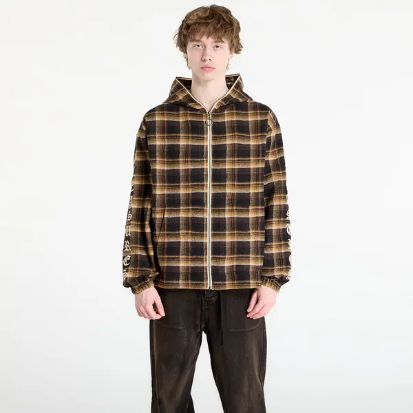 PLEASURES Hoodica PLEASURES Groove Zip Poncho Hoodie Brown Plaid XXL