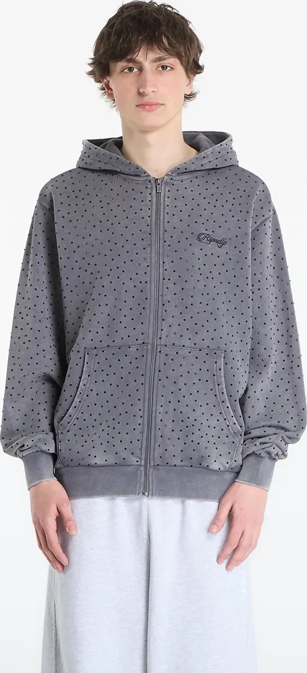 RIPNDIP Hoodica RIPNDIP Ripngems Zip Up Hoodie Charcoal Wash XXL