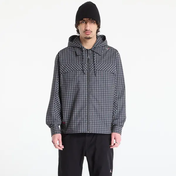 ROA Hoodica ROA Aair Floweave Printed Check Long Sleeve Hooded Shirt Anthracite S
