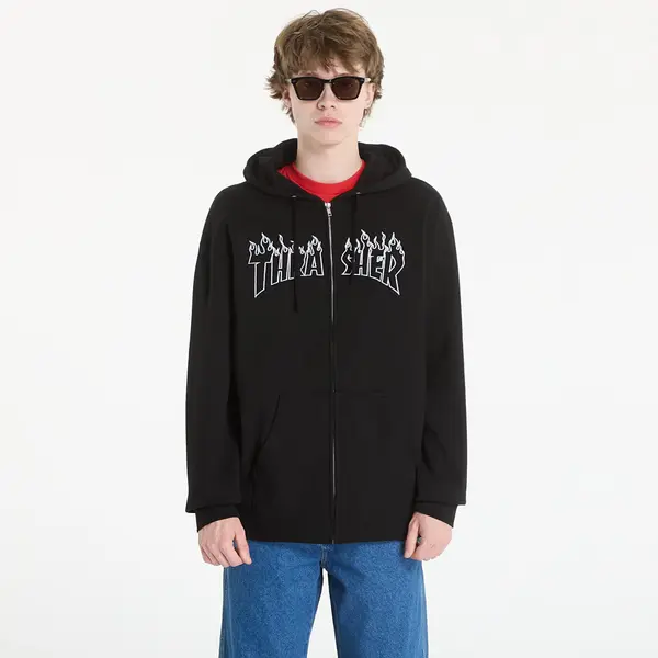 Thrasher Hoodica Thrasher Flame Embroidered Zip Hoodie Black XL