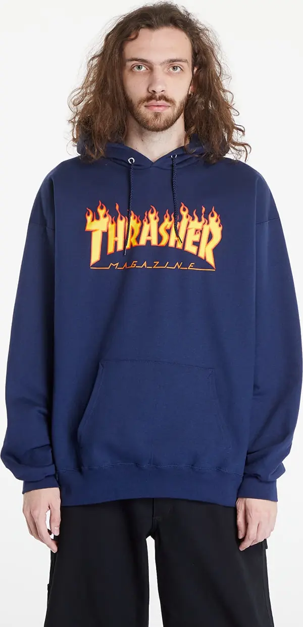 Thrasher Hoodica Thrasher Flame Logo Hoodie Navy Blue M