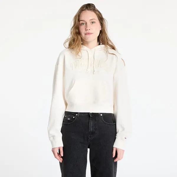 Tommy Hilfiger Hoodica Tommy Jeans Boxy Crop Varsity Hoodie White L