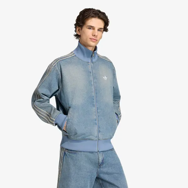 adidas Originals Jakna adidas Firebird Adicolor Denim Track Top Jacket Worn Blue Denim S