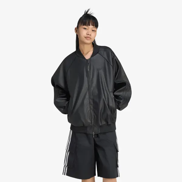 adidas Originals Jakna adidas Pleather SST Oversized Track Top Black/ Maroon M