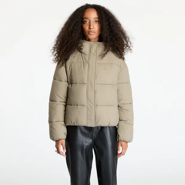 Calvin Klein Jakna Calvin Klein Jeans Logo Short Hooded Puffer Jacket Gray S