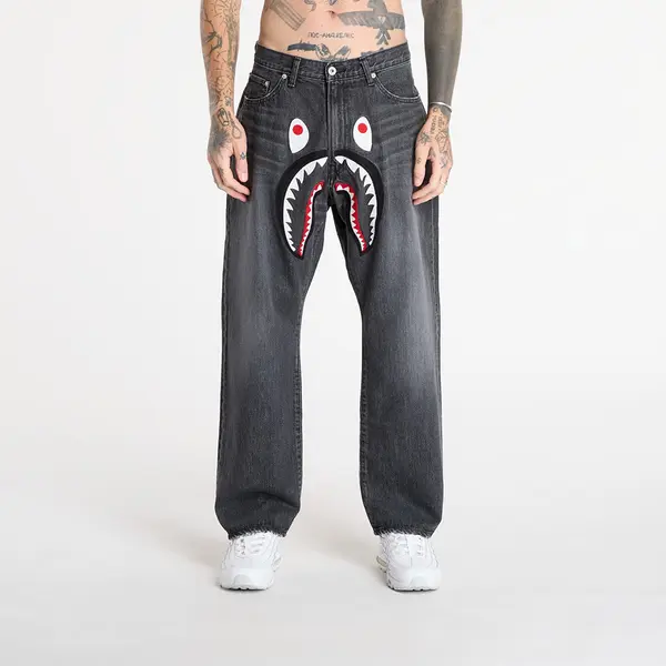A BATHING APE Jeansice A BATHING APE Shark Loose Fit 13 Oz Denim Pants UNISEX Black XL