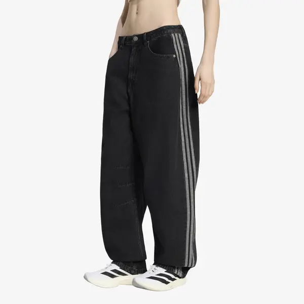 adidas Originals Jeansice adidas High Rise Barrel Leg Denim Pant True Black Denim 29/32