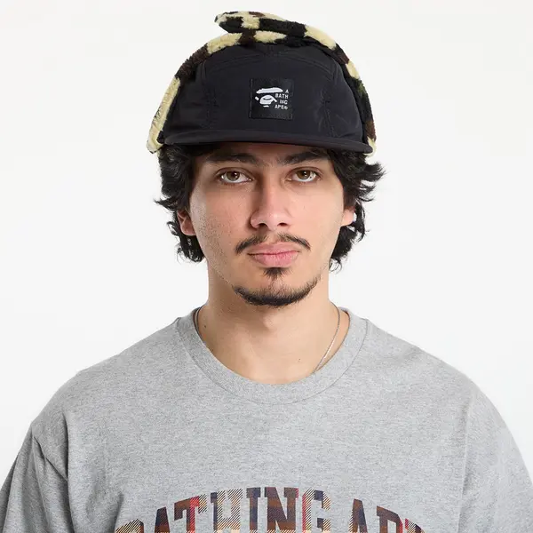 A BATHING APE Kapa A BATHING APE 1St Camo Puffy Flight Cap Black L