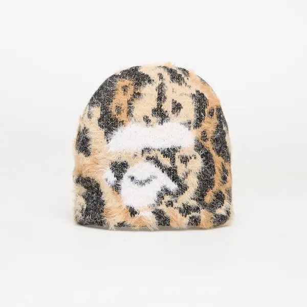 A BATHING APE Kapa A BATHING APE Wild Leopard Pattern Ape Face Knit Cap Beige Universal