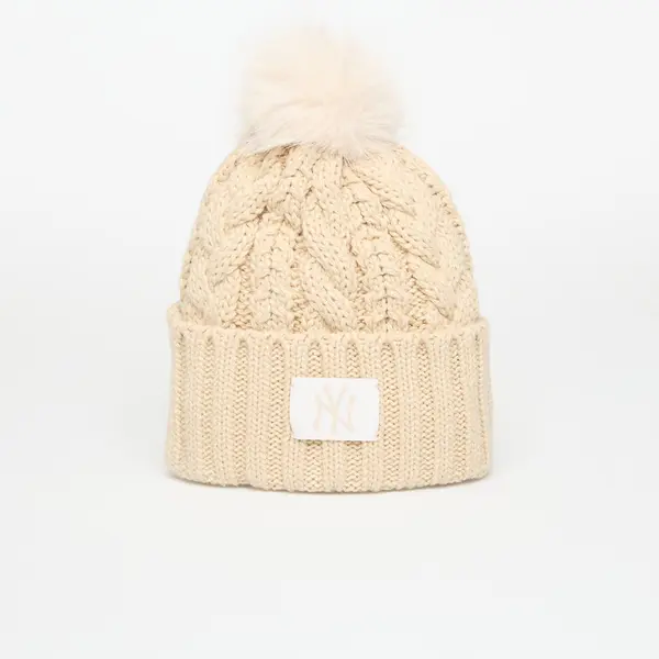New Era Kapa New Era New York Yankees MLB Light Beige Cable Knit Beanie Hat Stone Universal