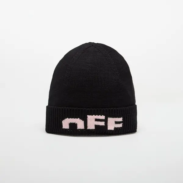 OFF-WHITE KIDS Kapa OFF-WHITE KIDS Type Logo Beanie Black/ Soft Pink II
