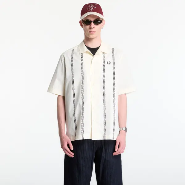 FRED PERRY Košulja Fred Perry Placement Print Revere Shirt Ecru L