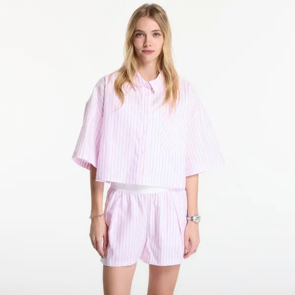 Nike Košulja Nike Sportswear Chill Poplin Women's Oversized Short-Sleeve Top Lt Magenta/ Pink Foam/ Summit White XL