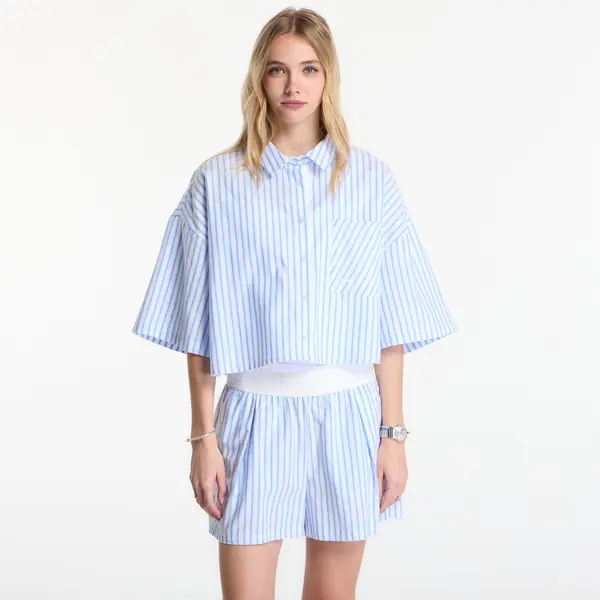 Nike Košulja Nike Sportswear Chill Poplin Women's Oversized Short-Sleeve Top Lt Photo Blue/ Hydrogen Blue/ Summit White XS