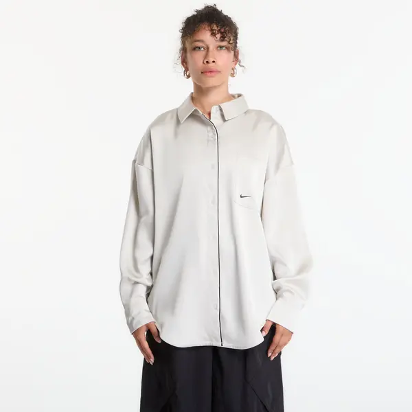 Nike Košulja Nike Sportswear Women's Oversized Satin Long-Sleeve Top Light Bone/ Black L