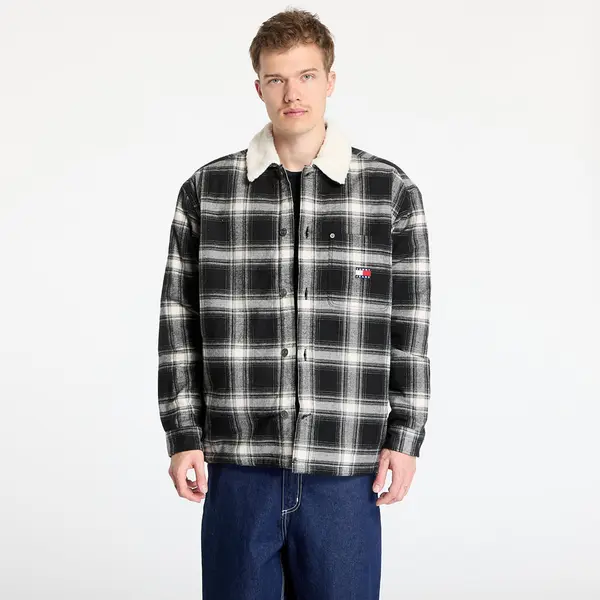 Tommy Hilfiger Košulja Tommy Jeans Check Teddy Mix Overshirt Black S