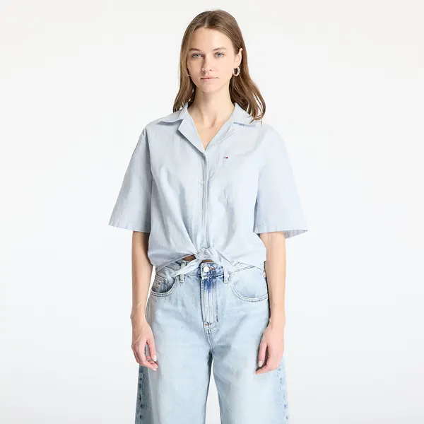 Tommy Hilfiger Košulja Tommy Jeans Crop Linen Shortsleeve Shirt Blue L