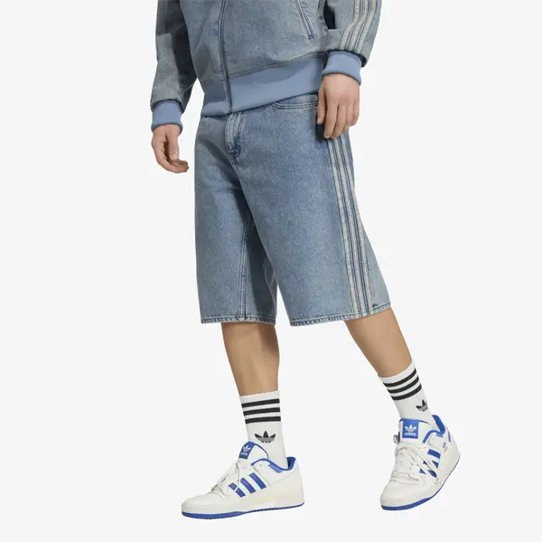 adidas Originals Kratke hlače adidas Firebird Adicolor Denim Jorts Mid-rise Straight Leg Worn Blue Denim 32