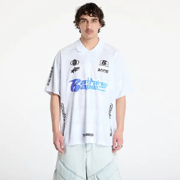 A BATHING APE Majica A BATHING APE Flame Pattern Overall Print Half Zip Relax Fit Polo Shirt UNISEX White L