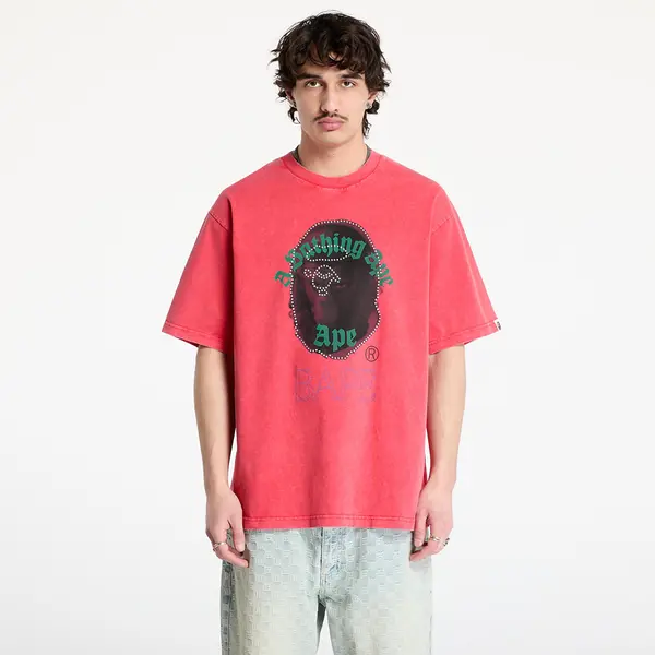 A BATHING APE Majica A BATHING APE Garment Dye Rhinestone Ape Head Relaxed Fit Tee UNISEX Red M