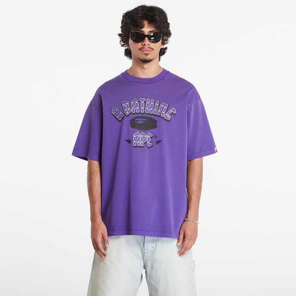 A BATHING APE Majica A BATHING APE Garment Dye Rhinestone Logo Relaxed Fit Short Sleeve Tee Purple M