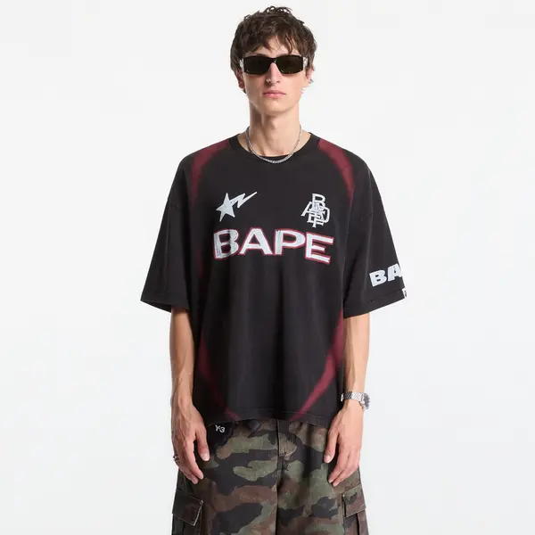 A BATHING APE Majica A Bathing Ape Heavy Wash Hand Draw Football Multi Logo Relaxed Fit Tee UNISEX Black S