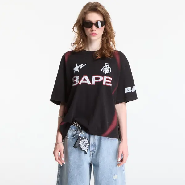 A BATHING APE Majica A Bathing Ape Heavy Wash Hand Draw Football Multi Logo Relaxed Fit Tee UNISEX Black XXL