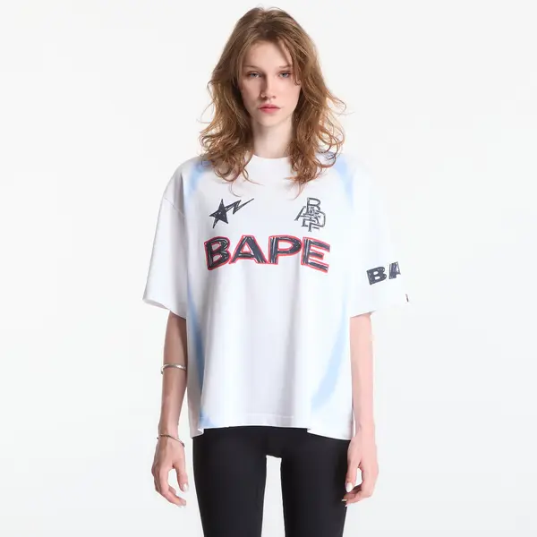 A BATHING APE Majica A Bathing Ape Heavy Wash Hand Draw Football Multi Logo Relaxed Fit Tee UNISEX White L