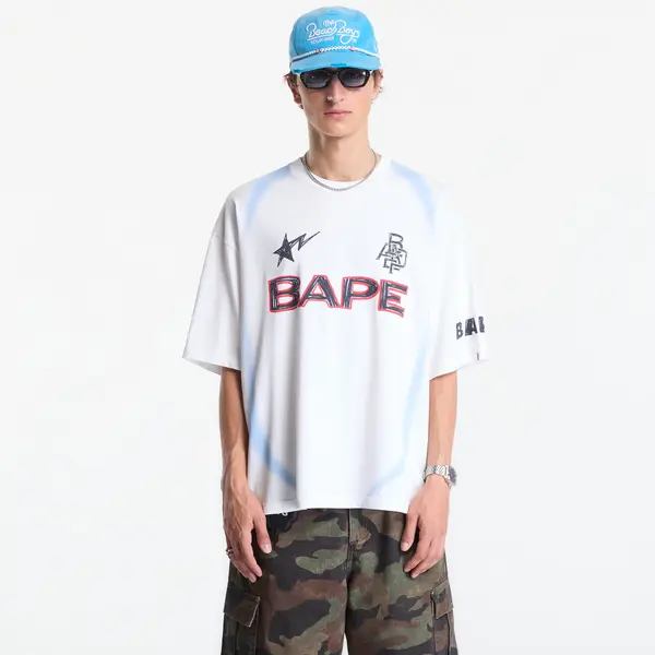 A BATHING APE Majica A Bathing Ape Heavy Wash Hand Draw Football Multi Logo Relaxed Fit Tee UNISEX White XL