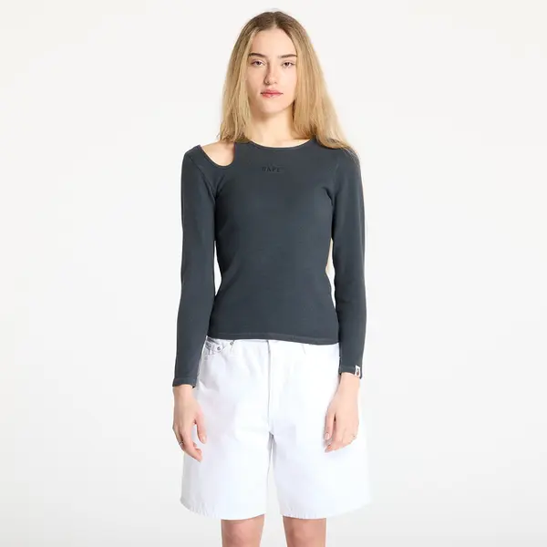 A BATHING APE Majica A BATHING APE Pigment Dyed Cut Out Rib L/S Tee Black S