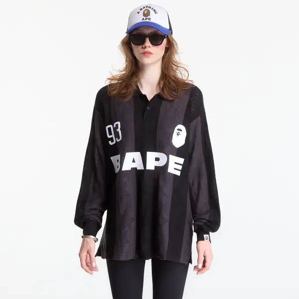 A BATHING APE Majica A Bathing Ape Sta Stripe Pattern Jacquard Multi Logo Relaxed Fit Ls Tee UNISEX Black M