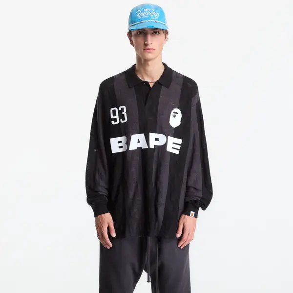 A BATHING APE Majica A Bathing Ape Sta Stripe Pattern Jacquard Multi Logo Relaxed Fit Ls Tee UNISEX Black S