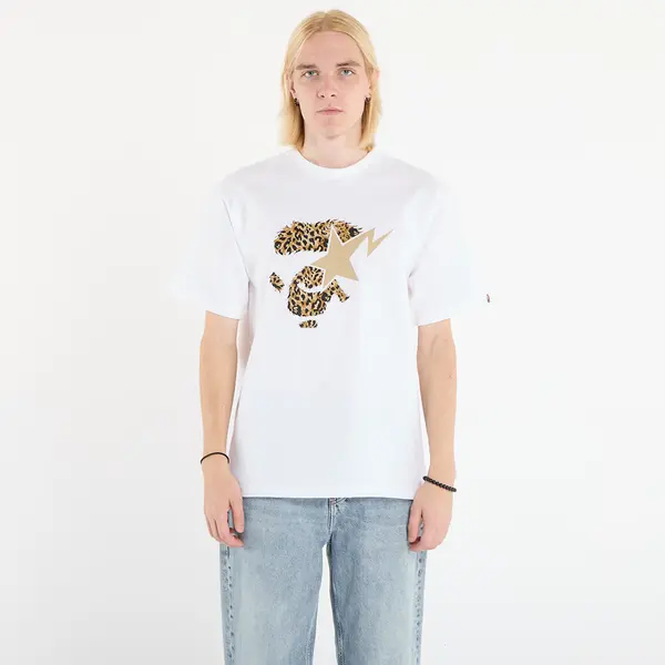 A BATHING APE Majica A BATHING APE Wild Leopard Pattern Ape Face Sta Tee UNISEX White XL