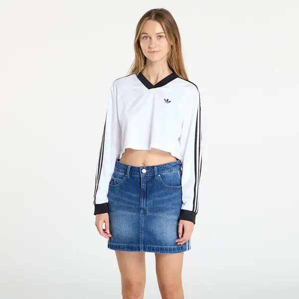 adidas Originals Majica adidas Adicolor Football Jacquard Crop Long-Sleeve Top White XS