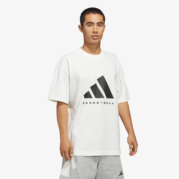adidas Originals Majica adidas Basketball T-Shirt (Gender Neutral) Off White/ Black XXL