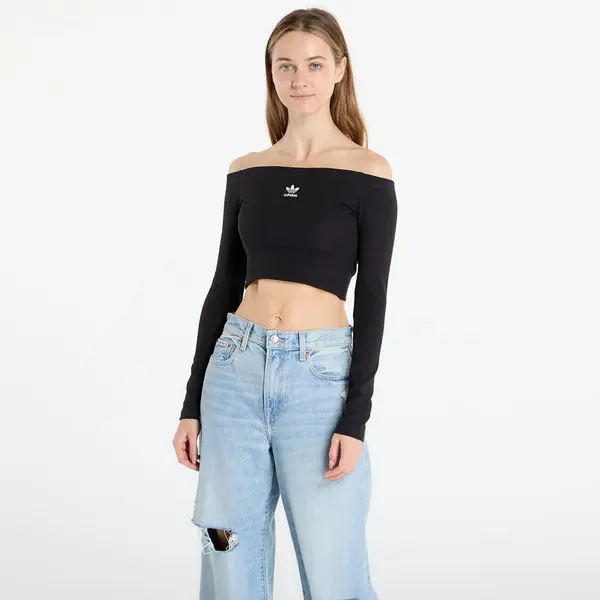 adidas Originals Majica adidas Essentials Rib Off Shoulder Long-Sleeve Top T-Shirt Black L