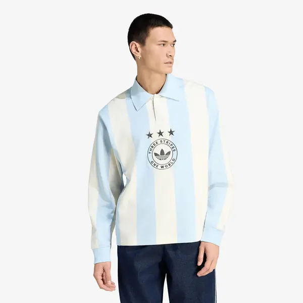 adidas Originals Majica adidas Graphic Long Sleeve Polo Shirt Ice Blue XL
