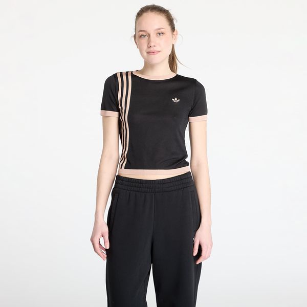 adidas Originals Majica adidas Knitted 3 Stripe Short Tee Black S