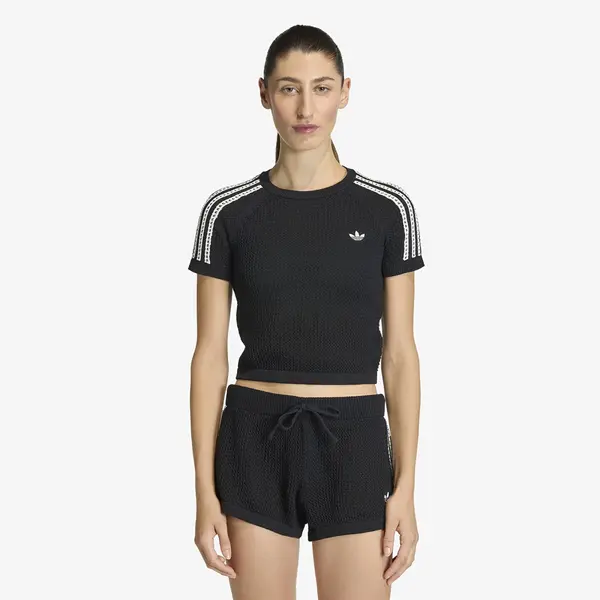 adidas Originals Majica adidas Knitted Crochet Cali T-Shirt Black XS