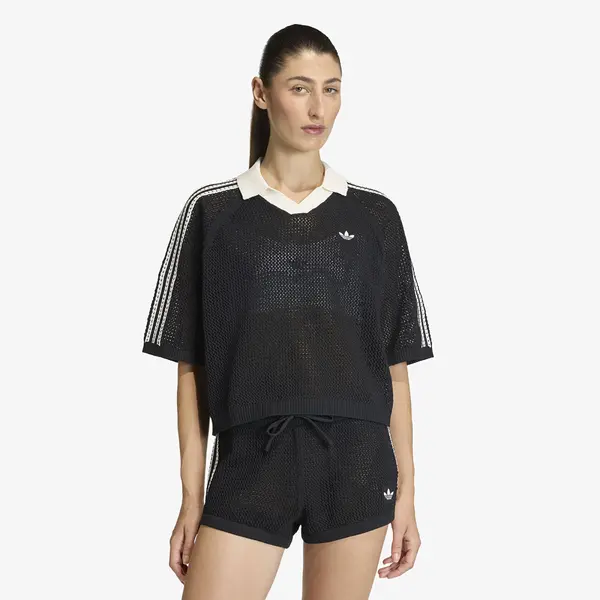 adidas Originals Majica adidas Knitted Crochet Polo Black L