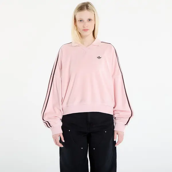adidas Originals Majica adidas Terry Towel V Neck Long Sleeves Polo Shirt Sandy Pink XS